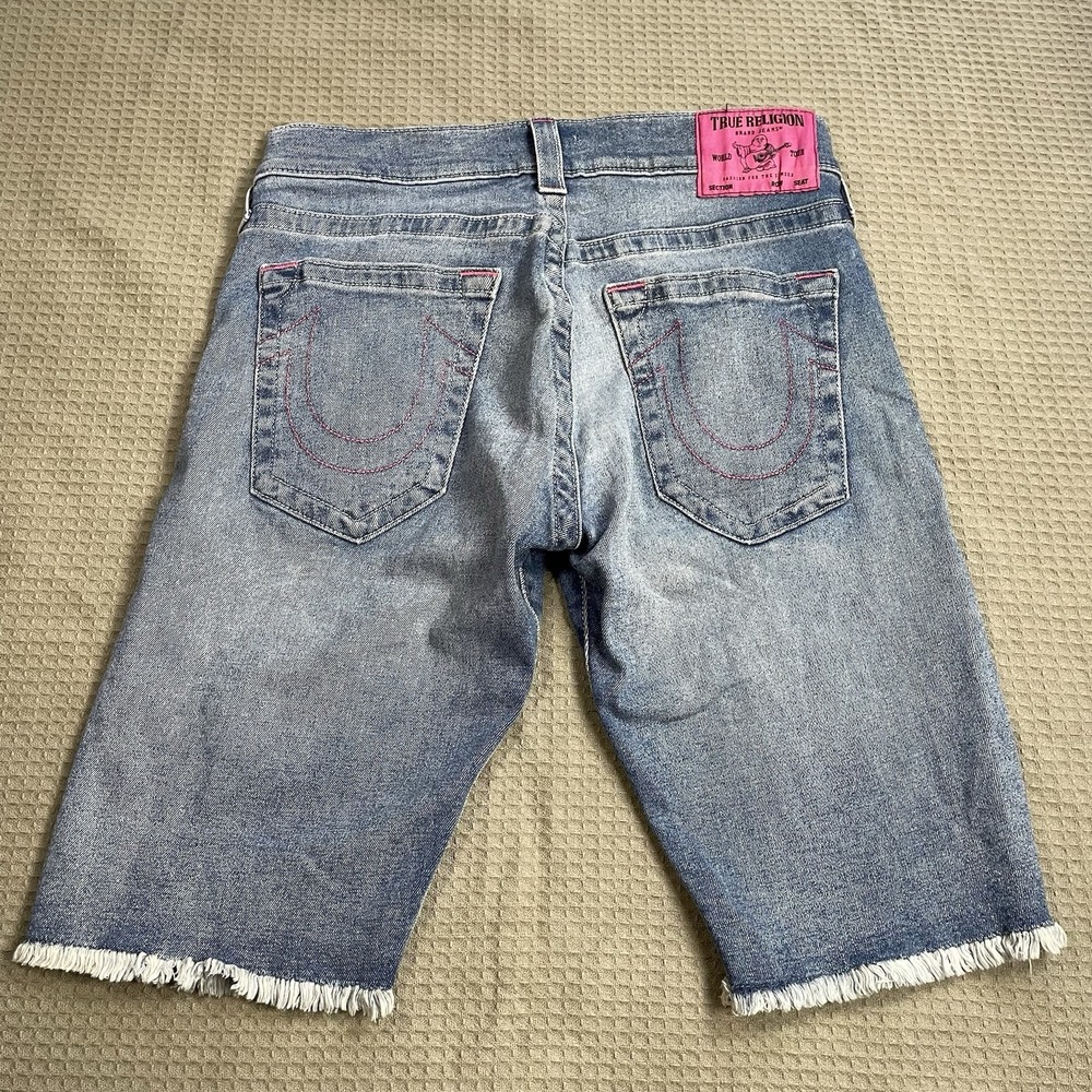 True Religion Ricky Jorts Jean Shorts 32 Men's Relaxed Straight BCA Pink Accents